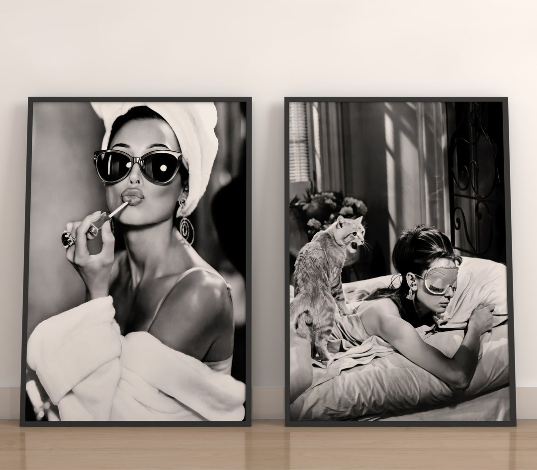 Audrey Hepburn Set of 2,bedroom,black border