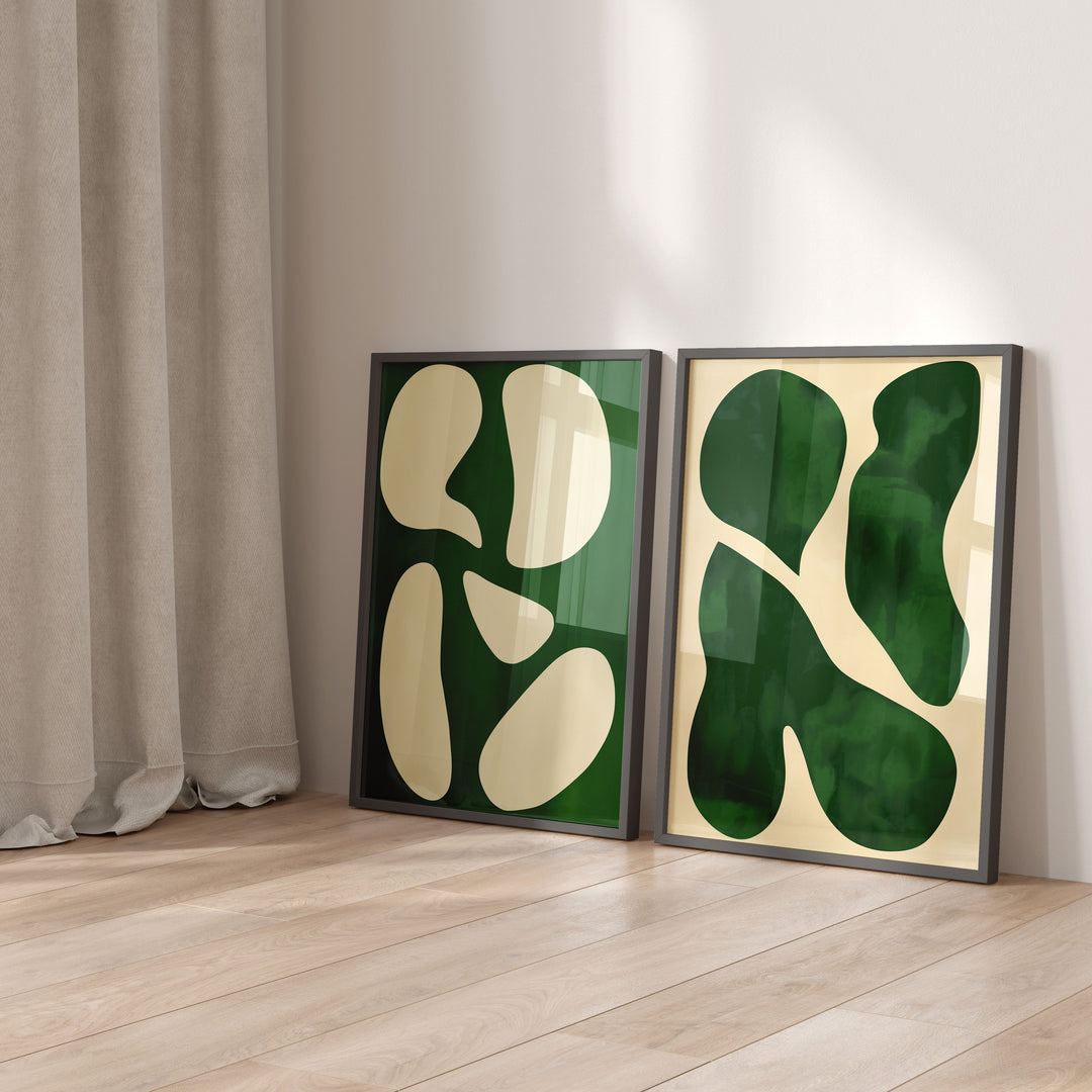 Moss Sage Abstract Gallery Pair,gallery,black border