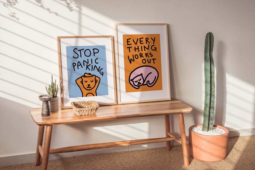 Everything Works Out Cat Sleeping Print by Luc,livingrooom,timber                                                                                                                                                                                                                                                                                                                                                                                                                      border