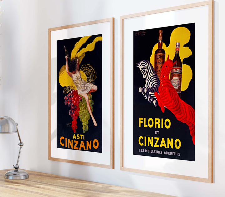 Vintage Cinzano Bar Wall Pair,gallery way,livining room,timber border