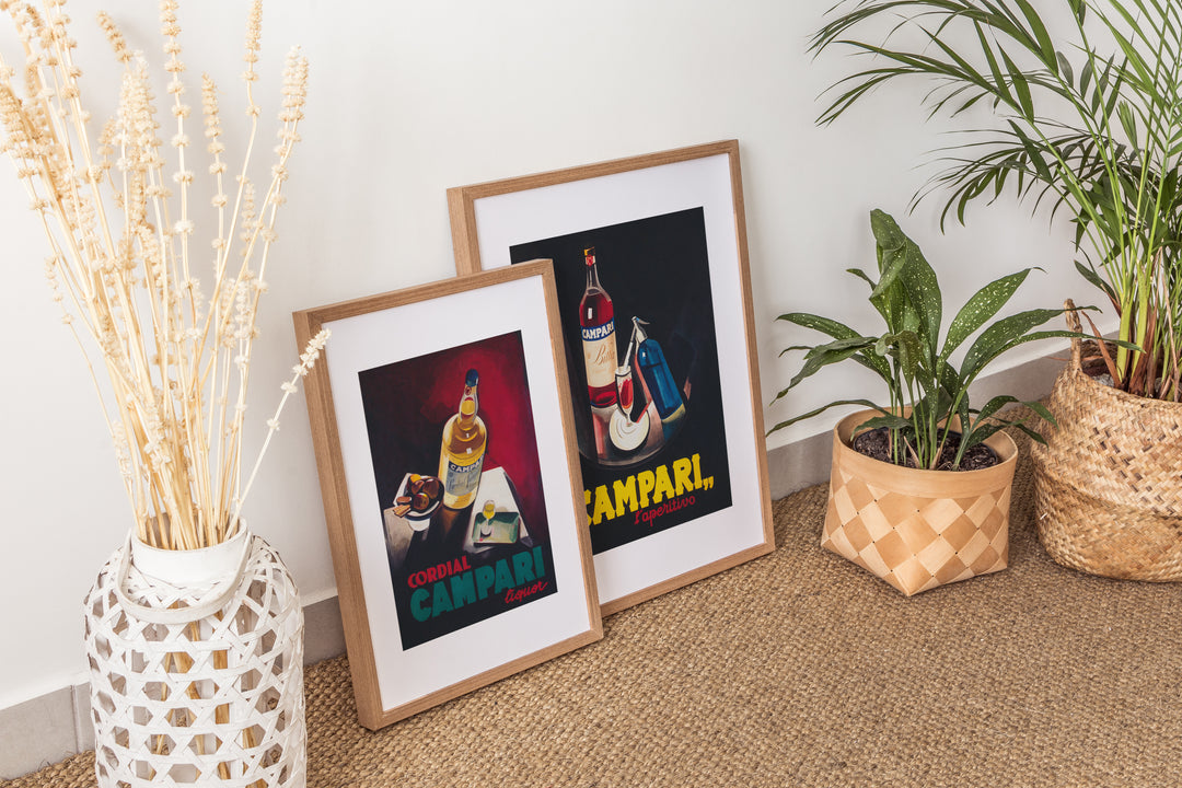 Bitter Campari Kitchen Pair Wall Art,livingroom,timber border