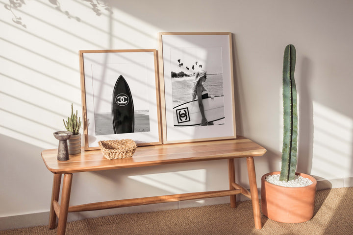 Set of 2 Chanel Poster Beach Photograph Wall Art,gallery wall,timber border