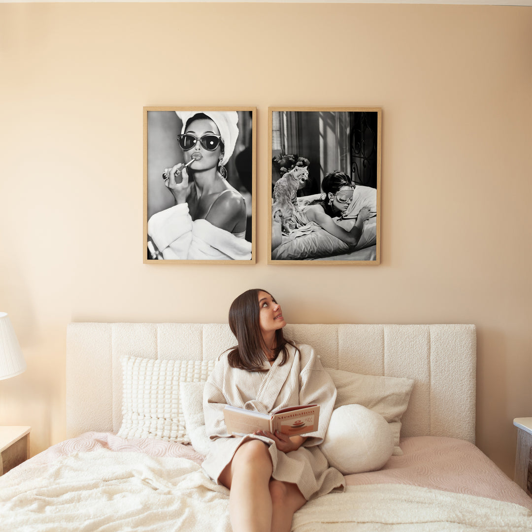 Audrey Hepburn Set of 2,galery wall,timber border