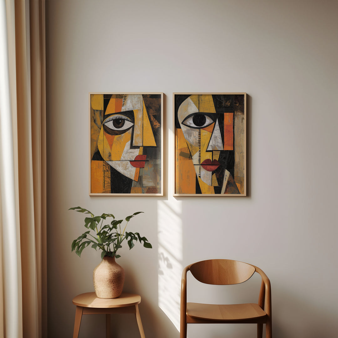 Fragments of Expression Wall Art Pair,livingroom,gallery wall,black border