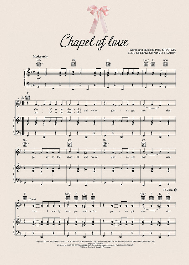 Chapel of Love Music Poster,frame