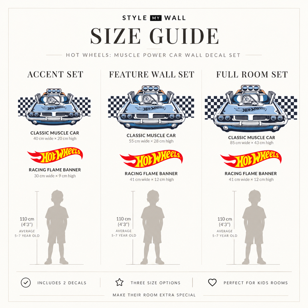 Hot Wheels: Muscle Power Car Wall Decal Sticker Set