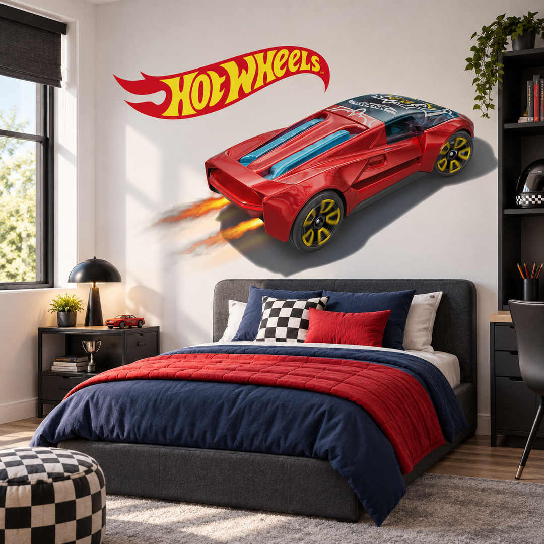 Hot Wheels: Flame Racer Wall Car Sticker Decal Set