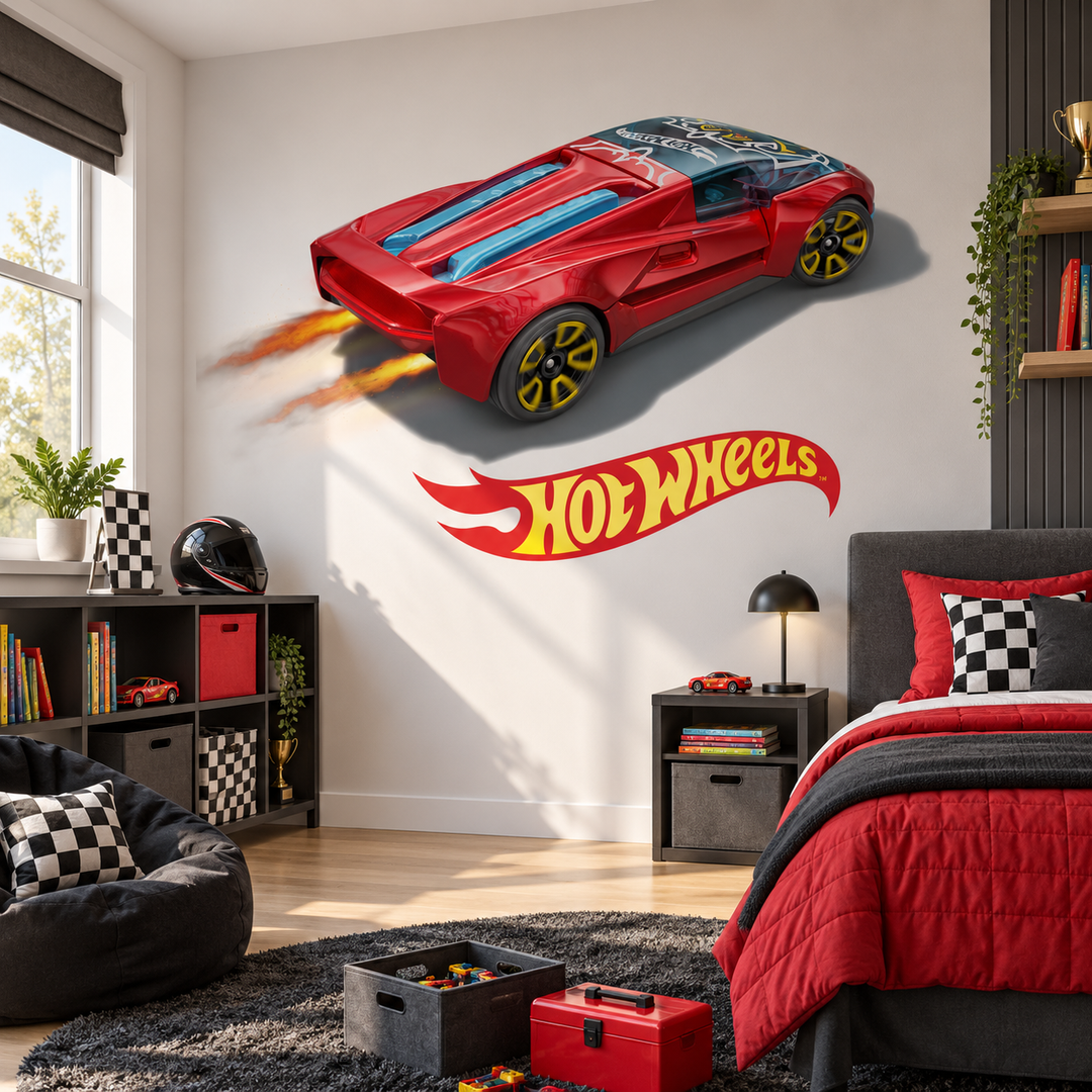 Hot Wheels: Flame Racer Wall Car Sticker Decal Set