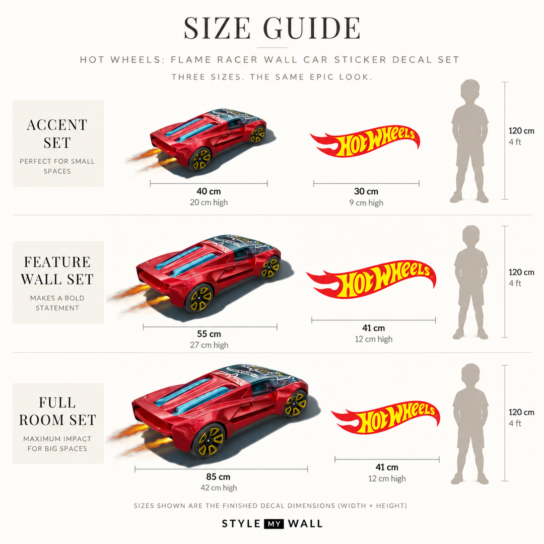 Hot Wheels: Flame Racer Wall Car Sticker Decal Set