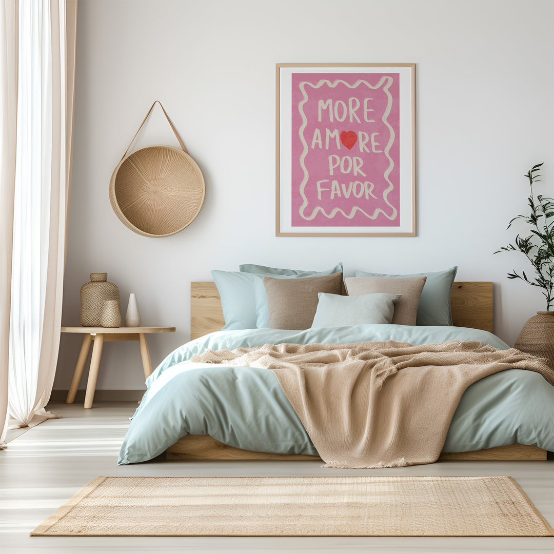 Por Favor Pink Print,bedroom,timber border