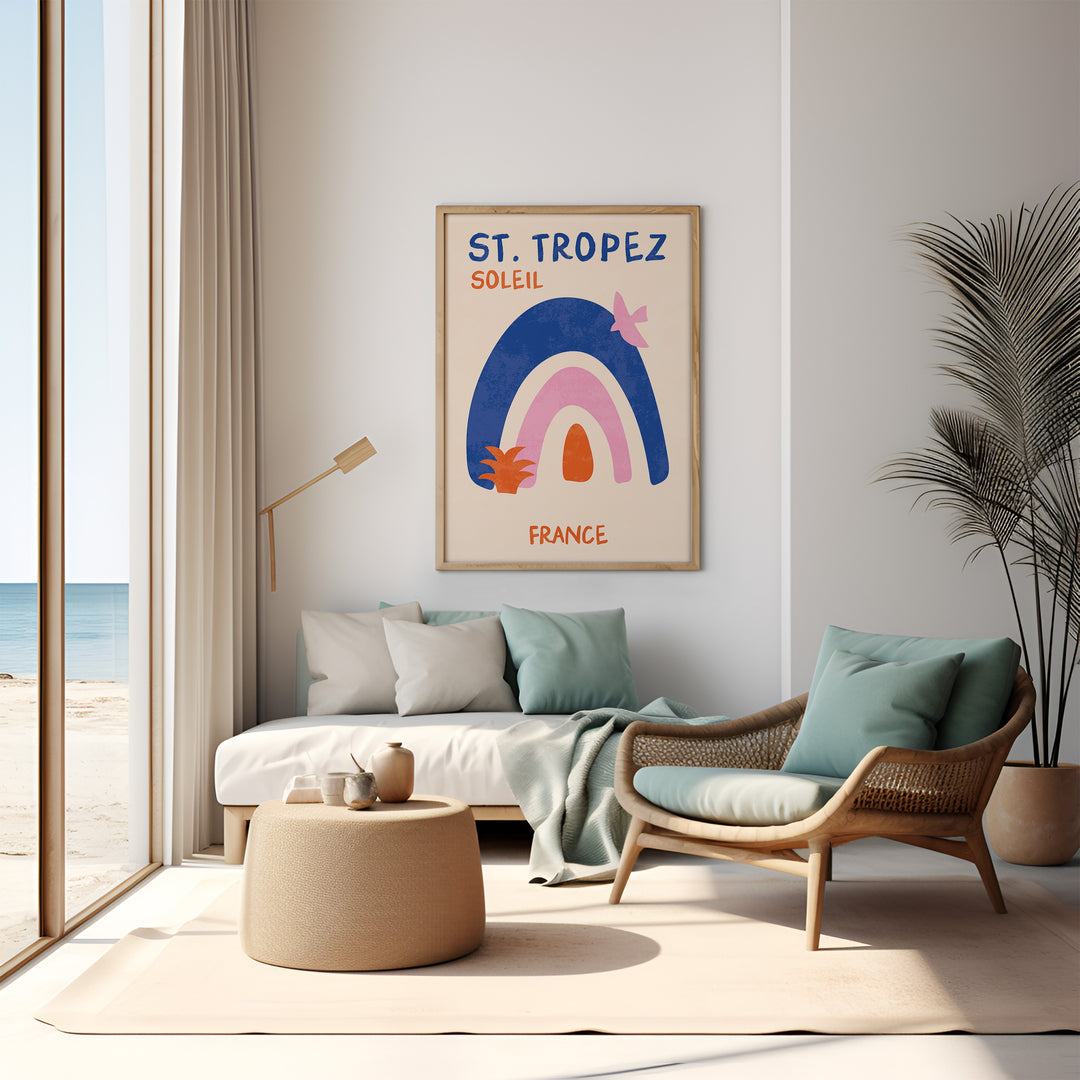 St Tropez Soleil France Print,livingroom,timber border