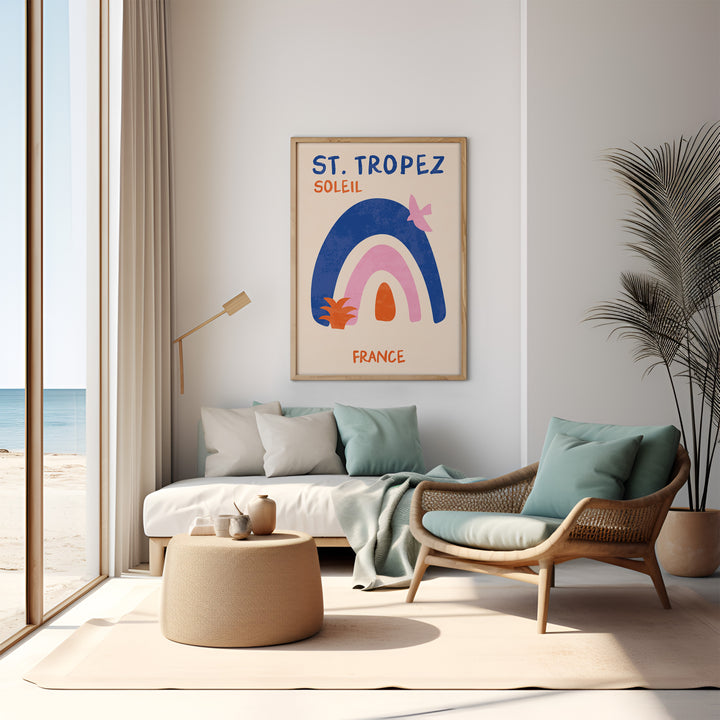 St Tropez Soleil France Print,livingroom,timber border