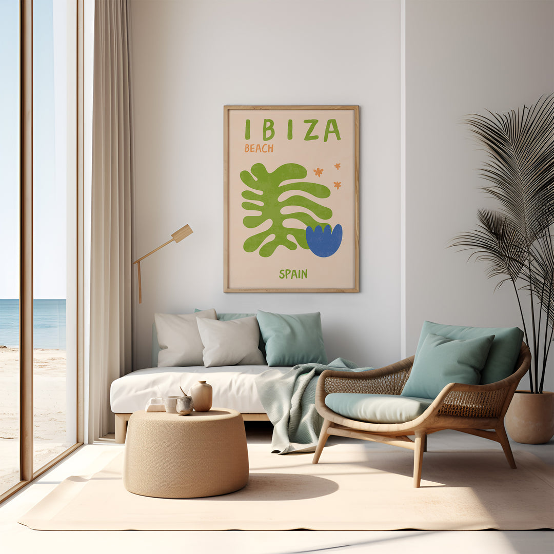 Ibiza Spain Wall Art,livingroom,timber border