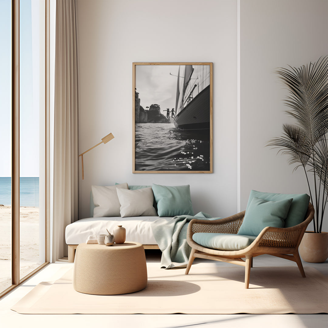 Amalfi Dreaming Ocean Jump Photograph,living room,timber border