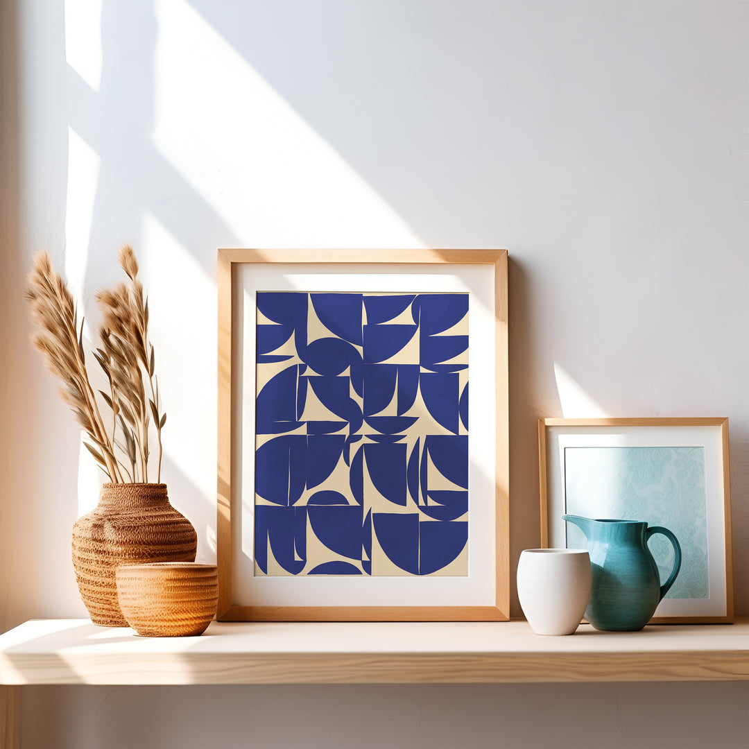 Blue Forms Portrait by Maison Bootsy,living room,timber border