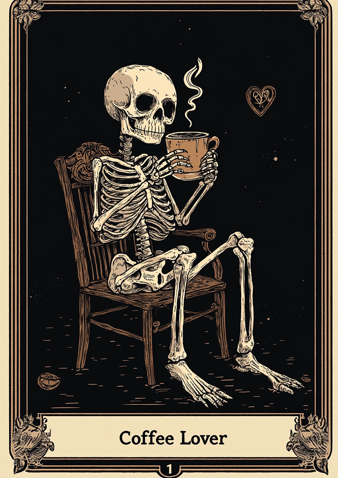 Coffee Lover Tarot Card Print,frame