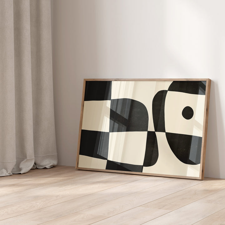 Beige and Black Animal Abstract Landscape by,hall way,timber border