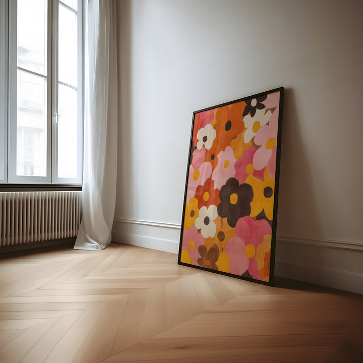 Flower Abstract Wall Art,bedroom,gallery wall,timber border