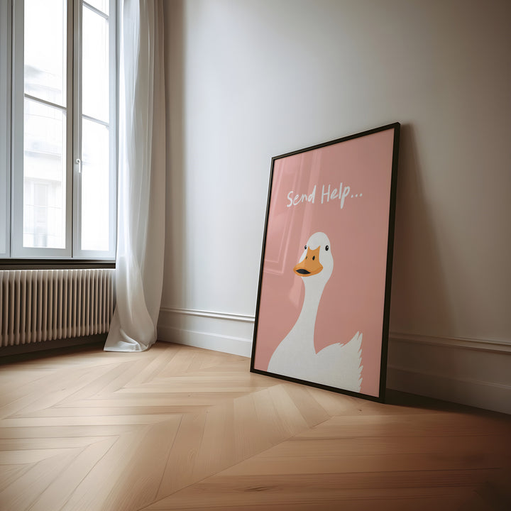 Send Help Pink Duck,gallery wall,timber border