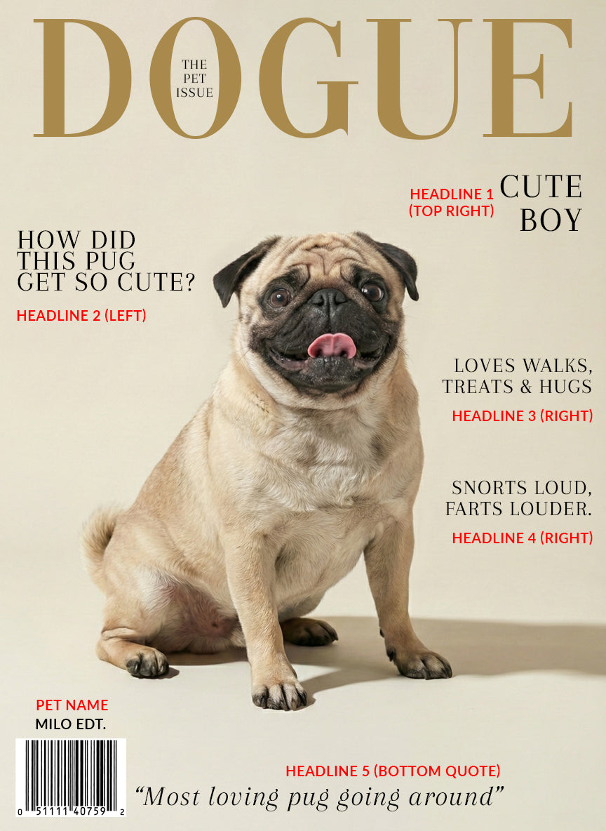 Dogue Magazine Pet Personalisation Wall Art