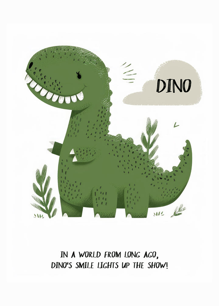 Dino Nursery Childrens Wall Print,frame