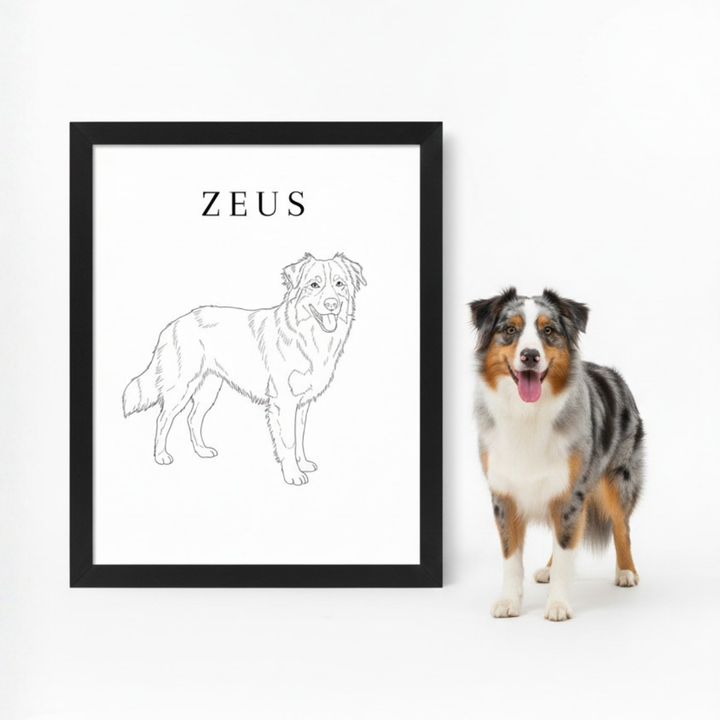 Line Art Pet Drawing Personalised Wall Art