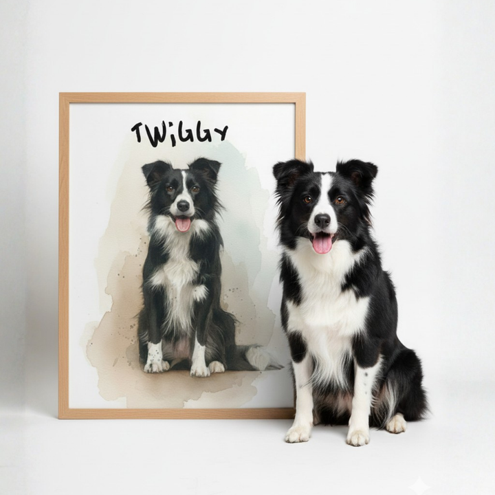 Watercolour Personalised Pet Custom Illustration Print