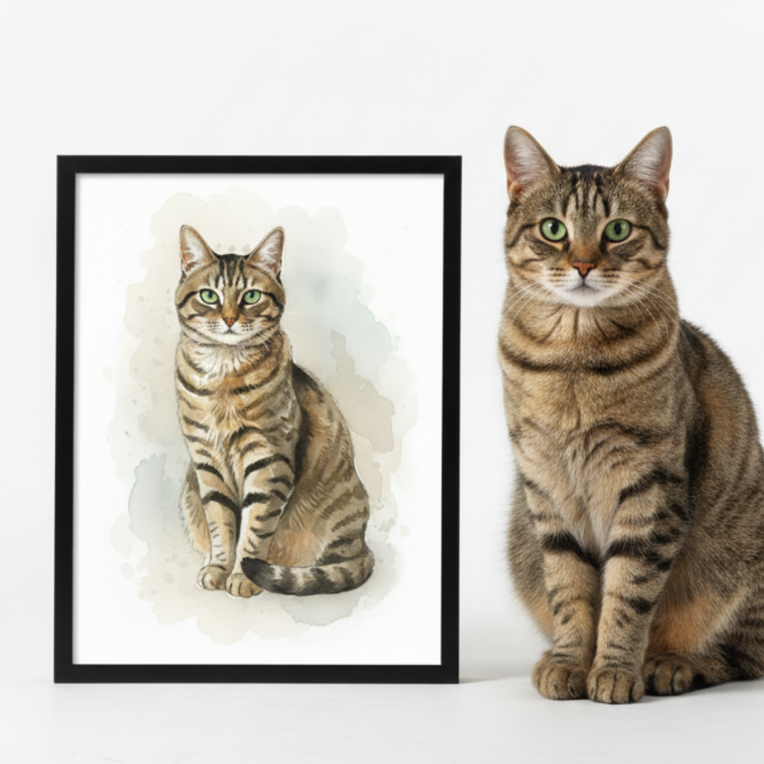 Watercolour Personalised Pet Custom Illustration Print