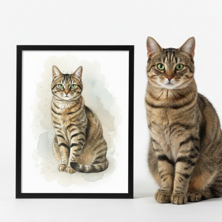 Watercolour Personalised Pet Custom Illustration Print