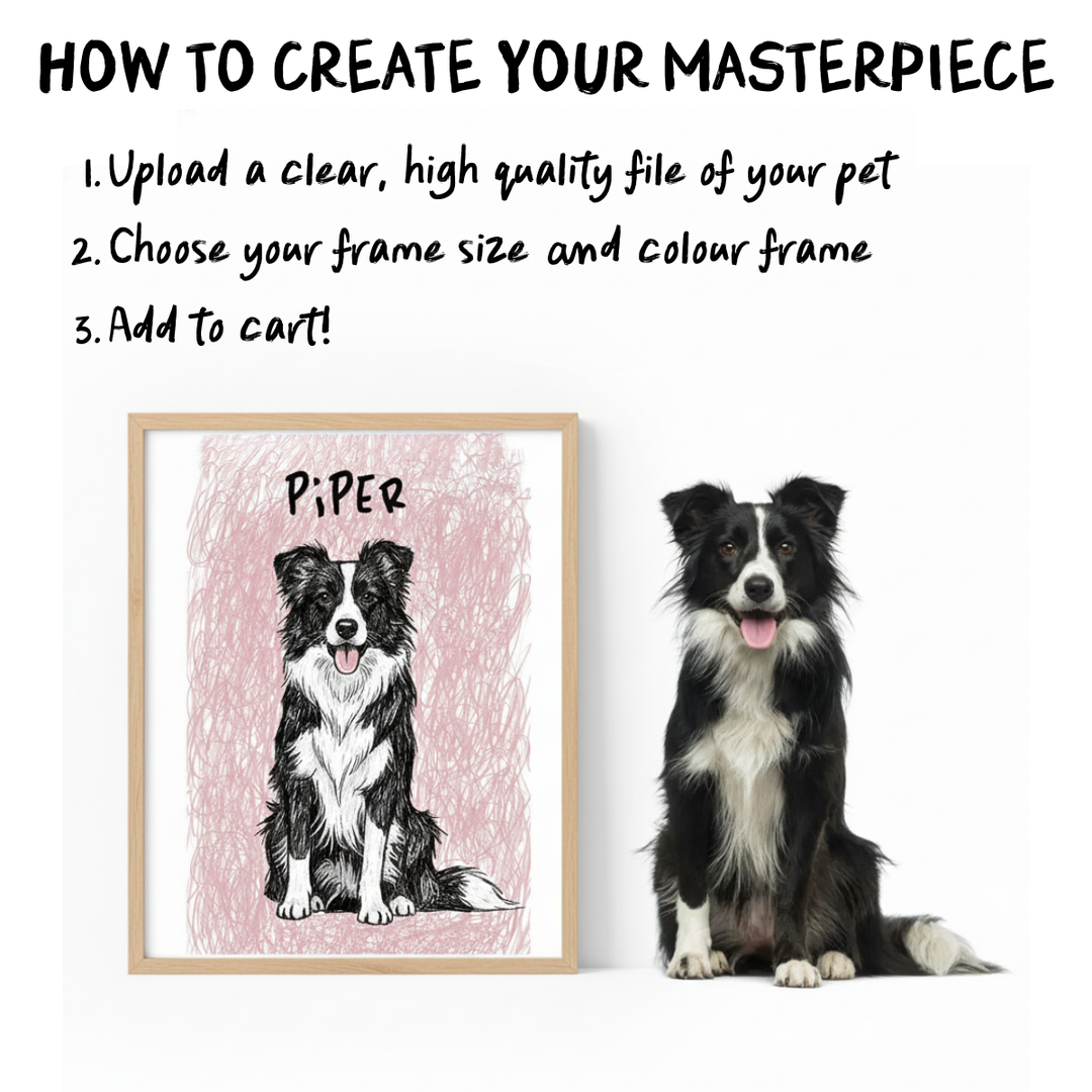 Rough Cute Scribble Pet Illustration Wall Art