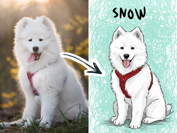 Rough Cute Scribble Pet Illustration Wall Art