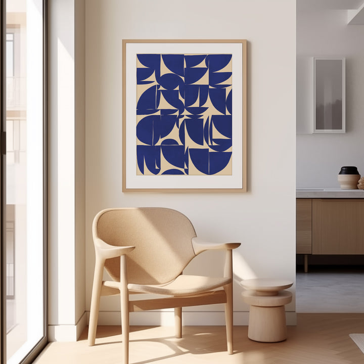 Blue Forms Portrait by Maison Bootsy,livin room,timber border