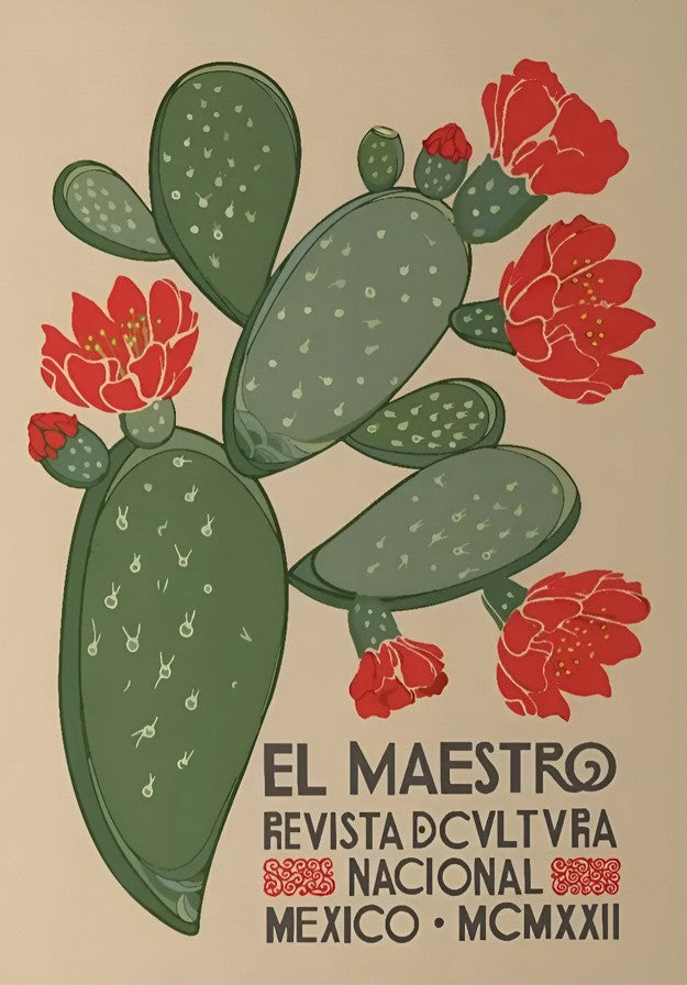 El Maestro Cactus Print Vintage Mexico Wall Art