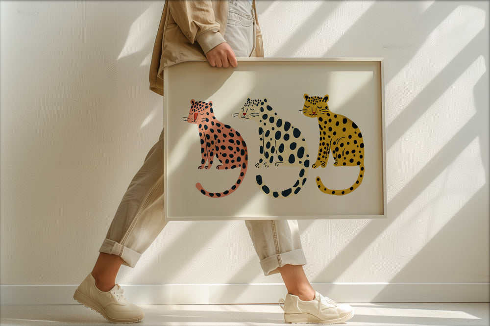 Happy Landscape Leopards Art,living room,timber border