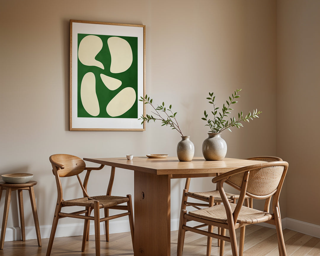 Green Leaf Abstract Print,livingroom,timber border