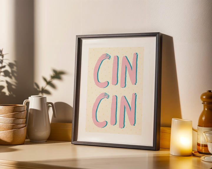 Cin Cin Kitchen Artwork,kitchen,black border