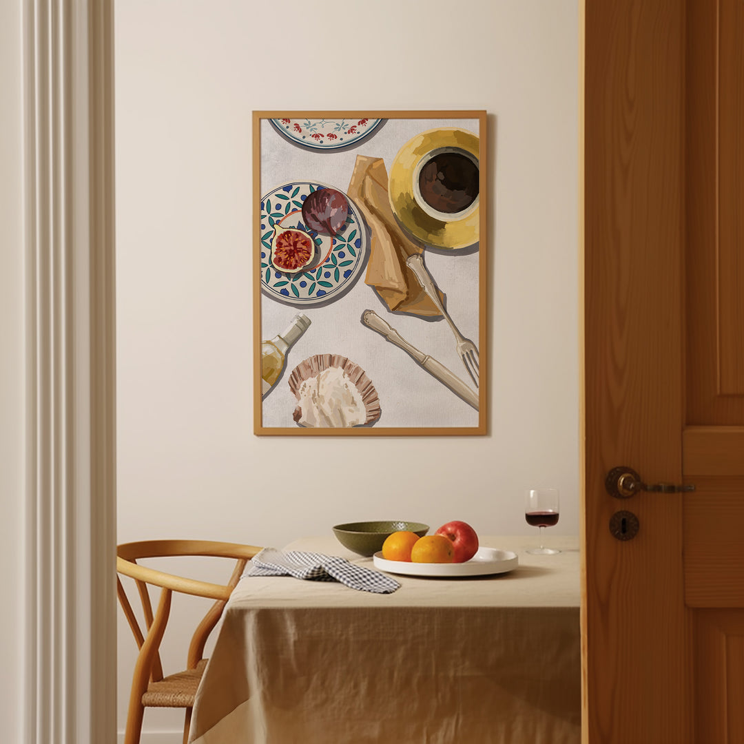 Fig & Coffee Breakfast Art,dining room,gallery wall,timber border