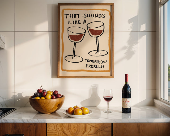 Sounds Like Tomorrow Problem Wine Wall Art,kitchen,timber border