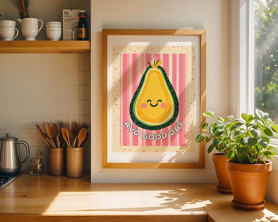 Avo Good Day Kitchen Wall Art,kitchen,timber border