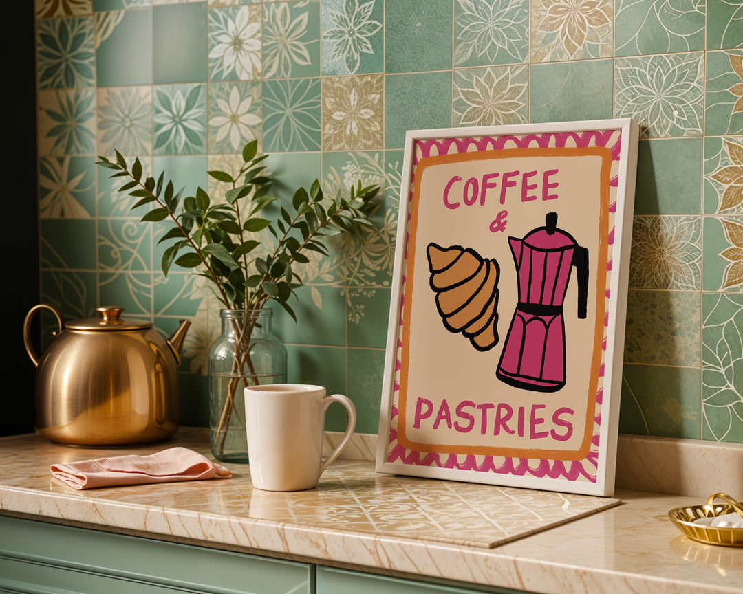 Coffee and Pastries Kitchen Art,kitchen,timber border