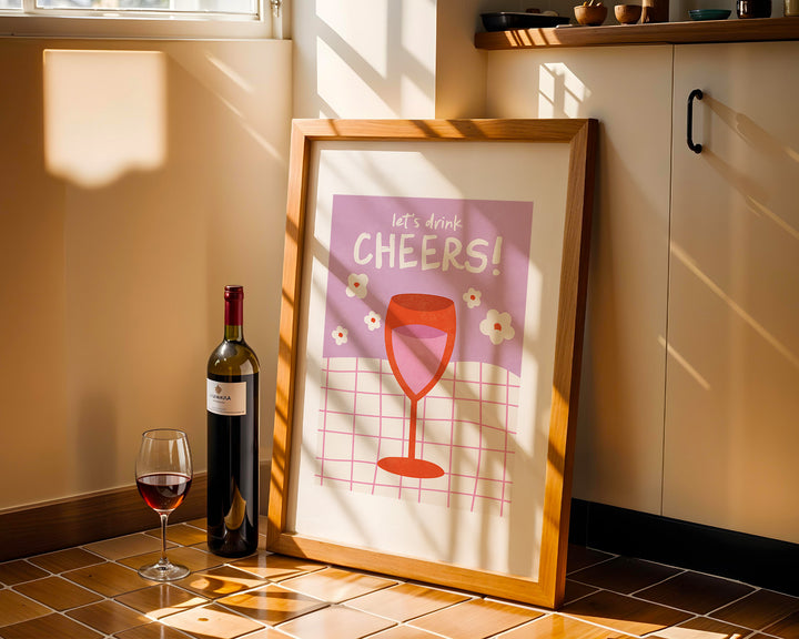 Cheers Glass Table cloth Print Art,kitchen,timber border