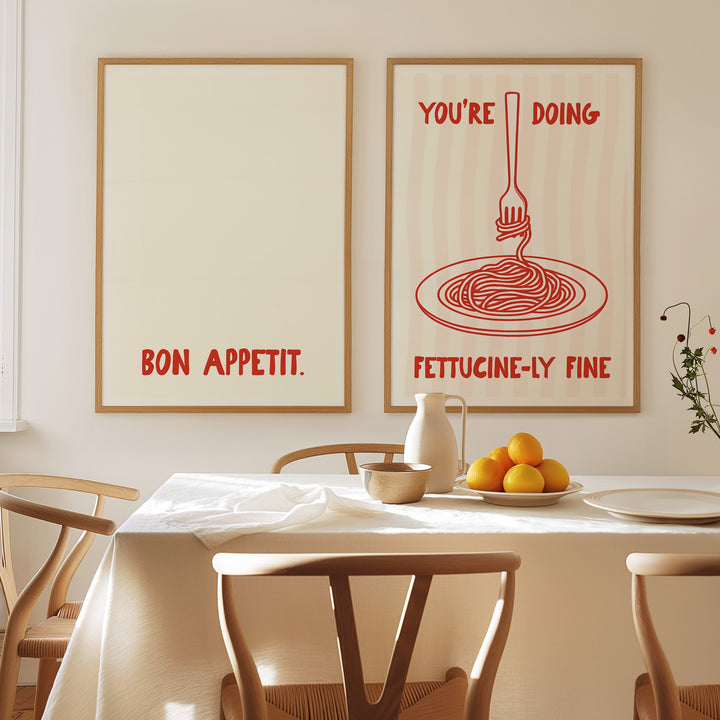 Pasta Fettucinely Fine Set of 2 Kitchen Prints