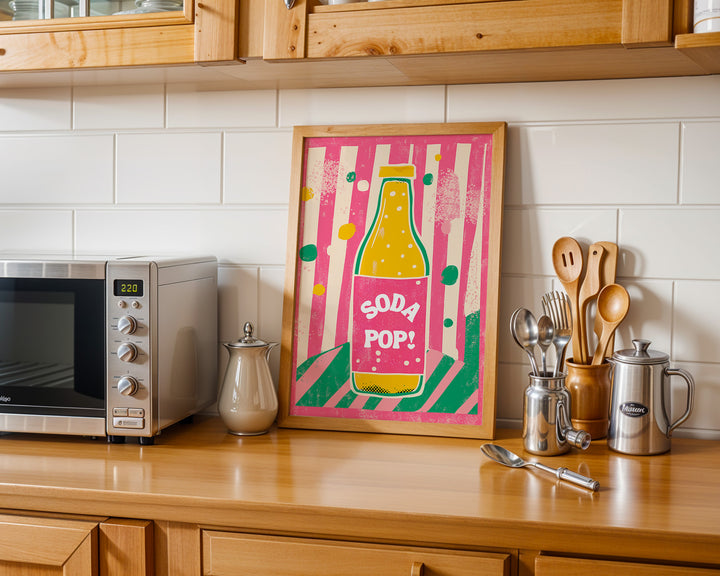 Soda Pop Funky Wall Art,kitchen,timber border