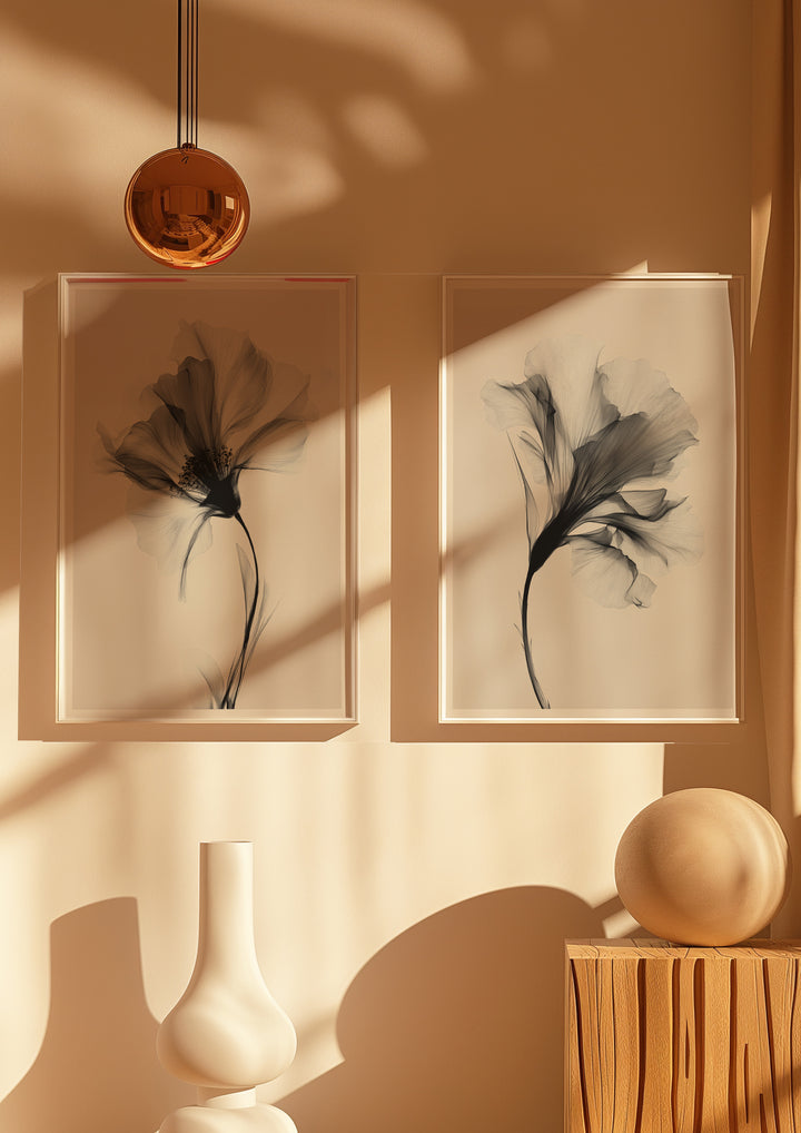 Swan Flower Set of 2 Abstract Prints