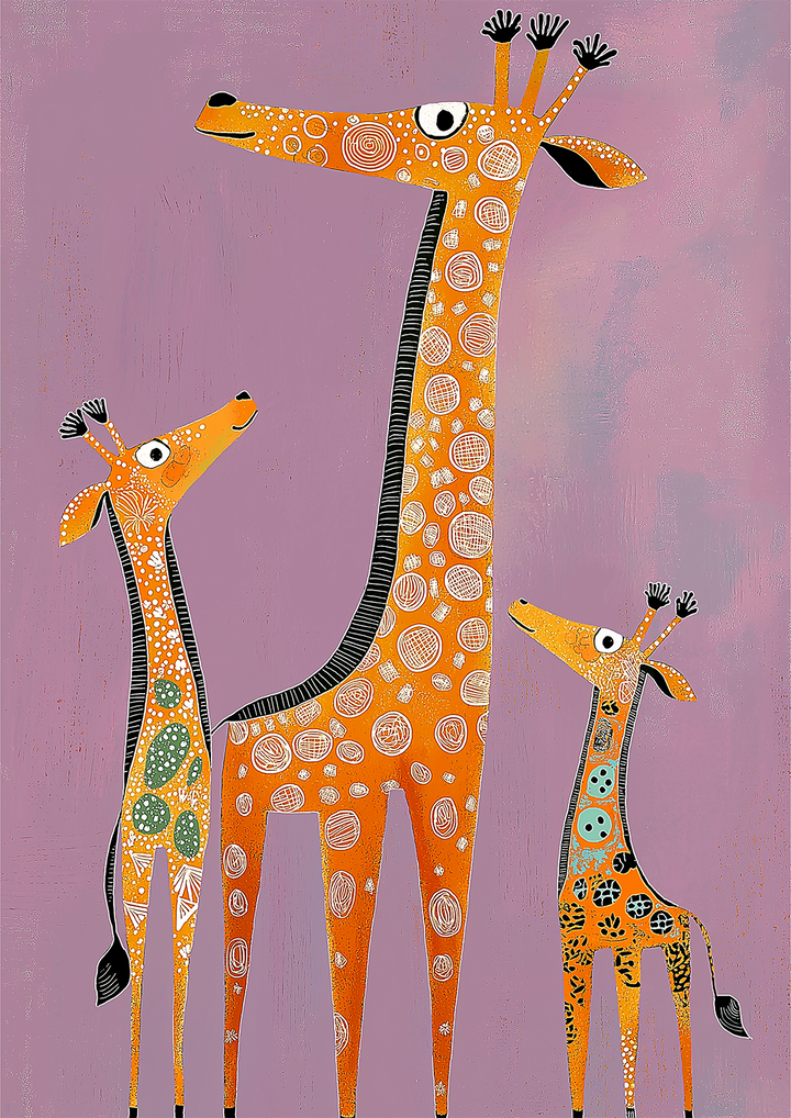 Gentle Giraffes Kids Art Print,frame