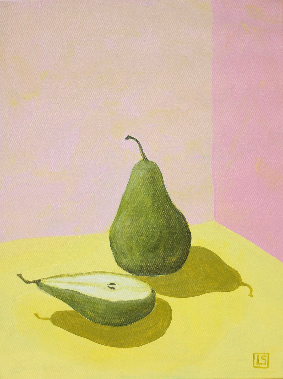 Hand Painted Pear Sunrise by Lucia Sankovic,frame