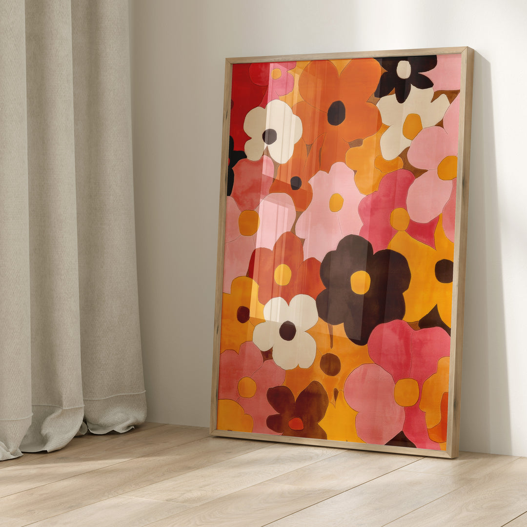 Flower Abstract Wall Art,gallerywall,timber border