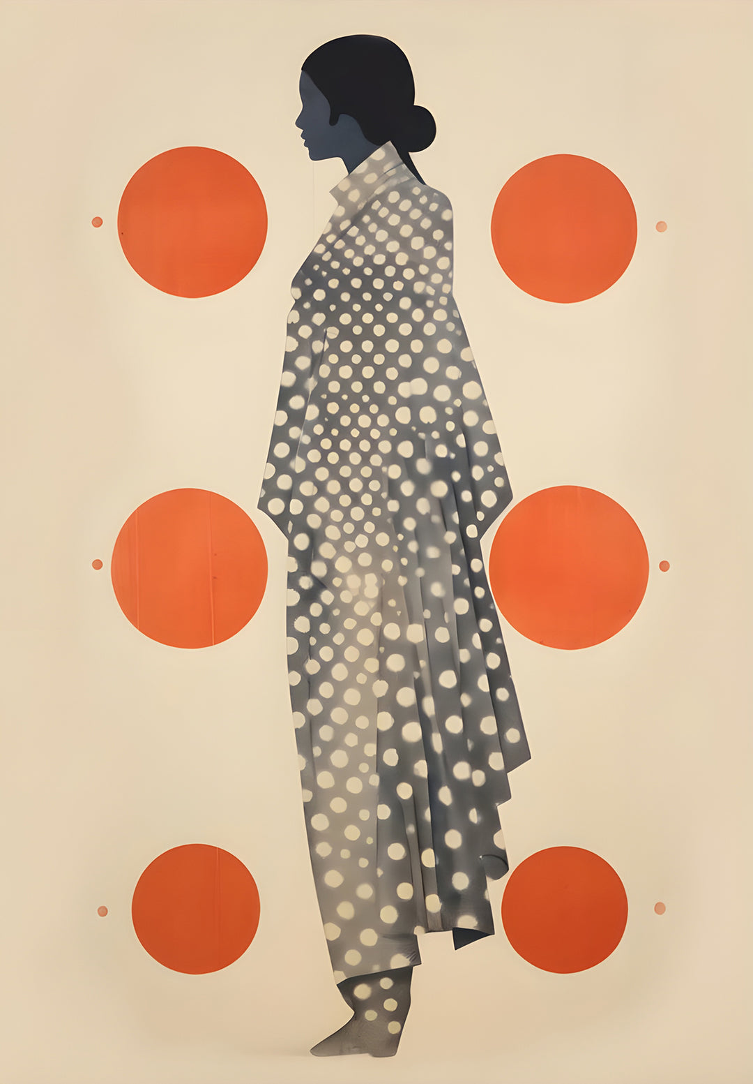 Japan Orange Dots Wall Art,frame