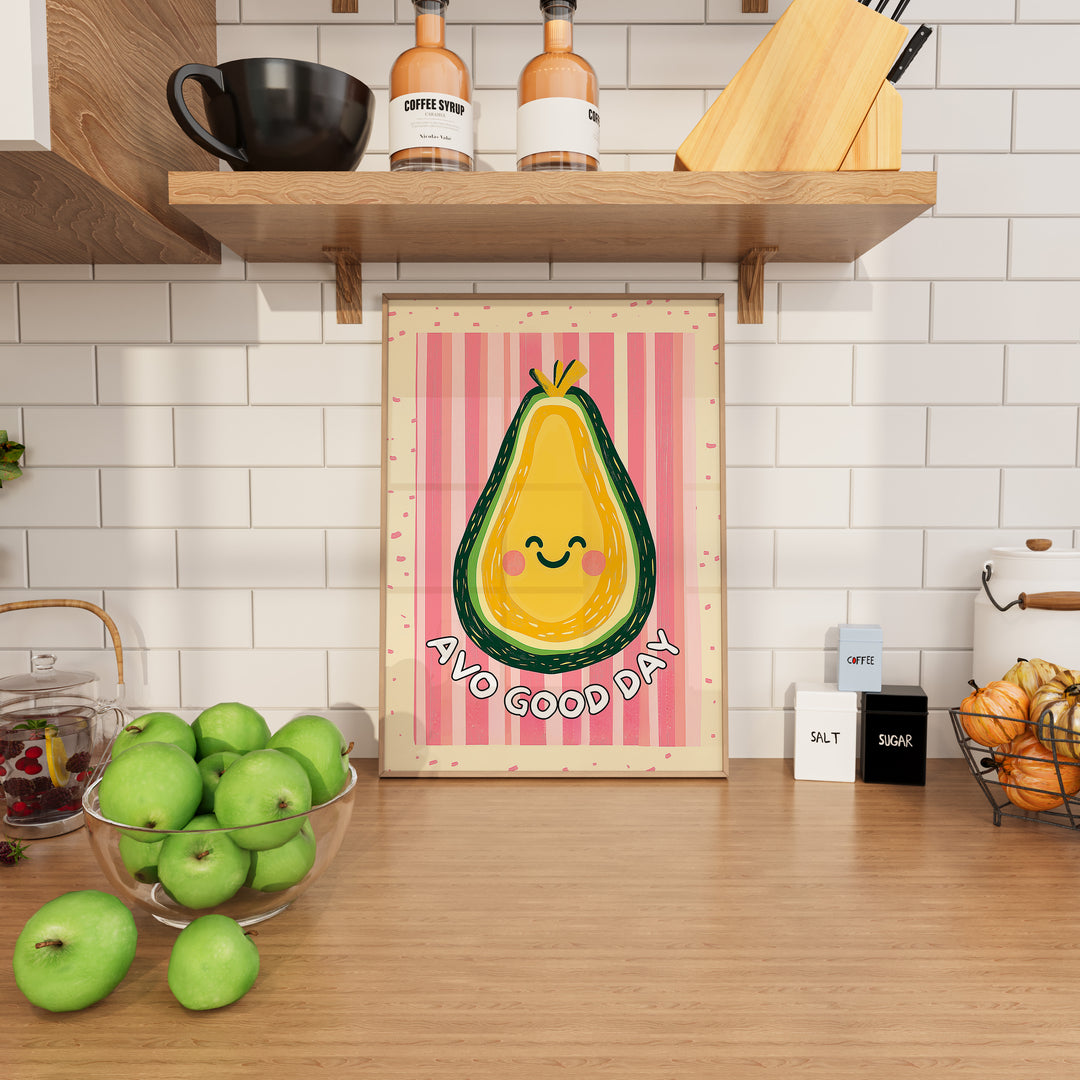 Avo Good Day Kitchen Wall Art,kitchen,timber border