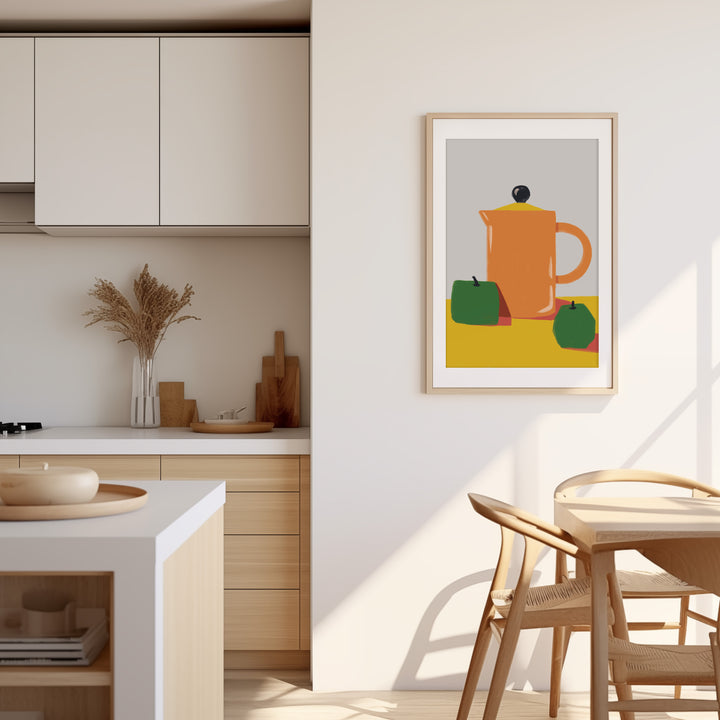 Apples and Orange Kitchen Jug Print,diningroom,timber border